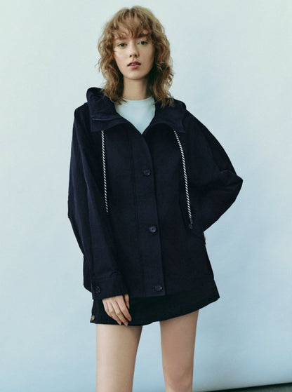 Hooded Drawstring Super Loose Trench Coat