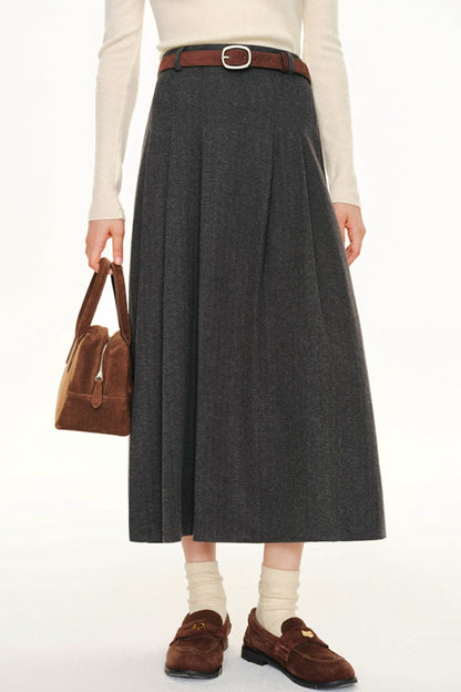 RETRO PREPPY WOOLEN A-LINE SKIRT