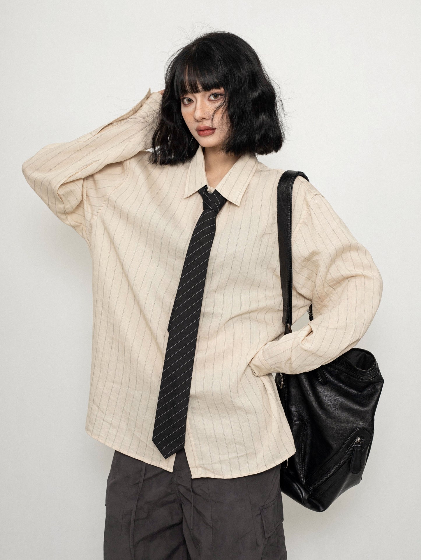 Japanese Simple Thin Striped Top