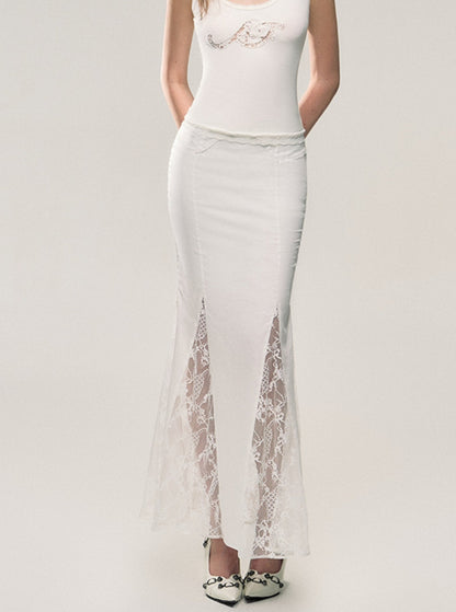 Pure Desire Lace Stitched Skirt
