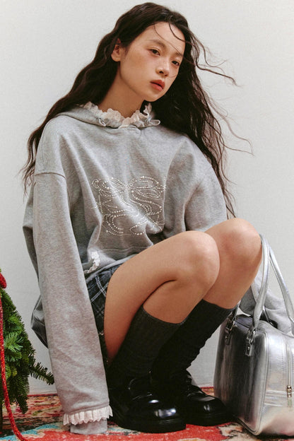 Bow Design Grey Sweatshirt