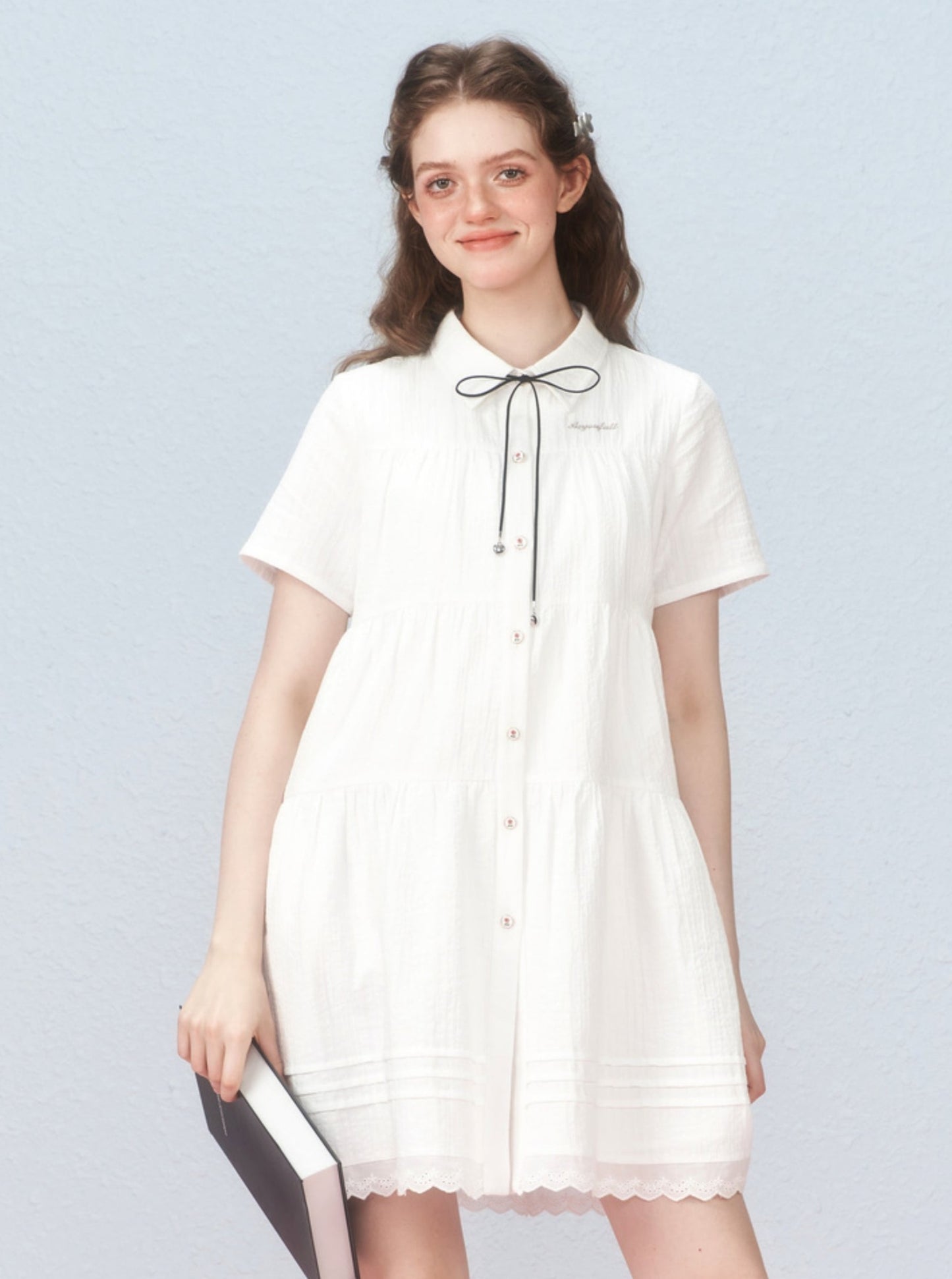 French retro niche design sense white dress