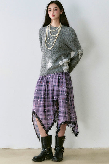 Lace Panel Pullover Sweater