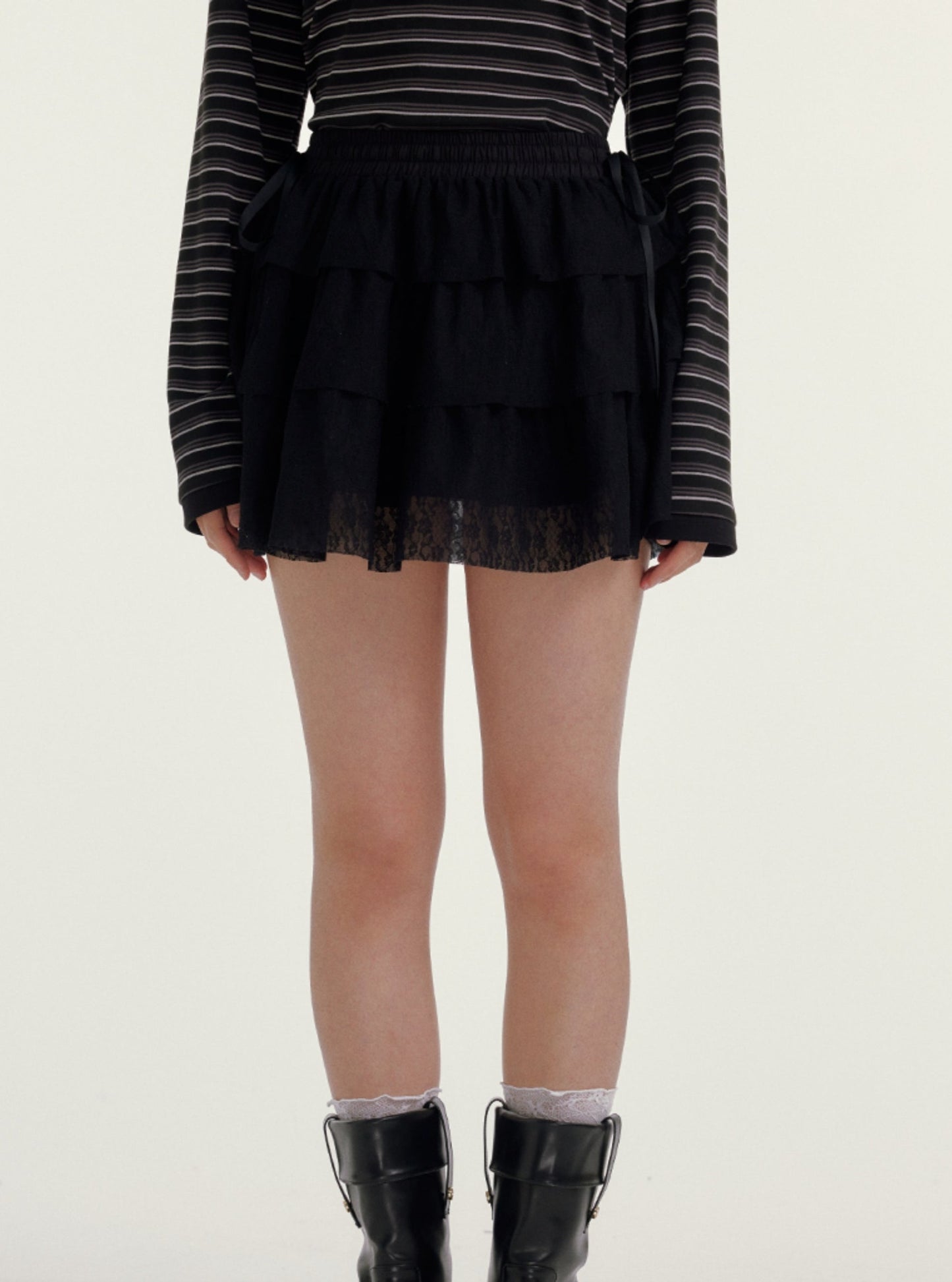 A-Line Black Lace Cake Skirt