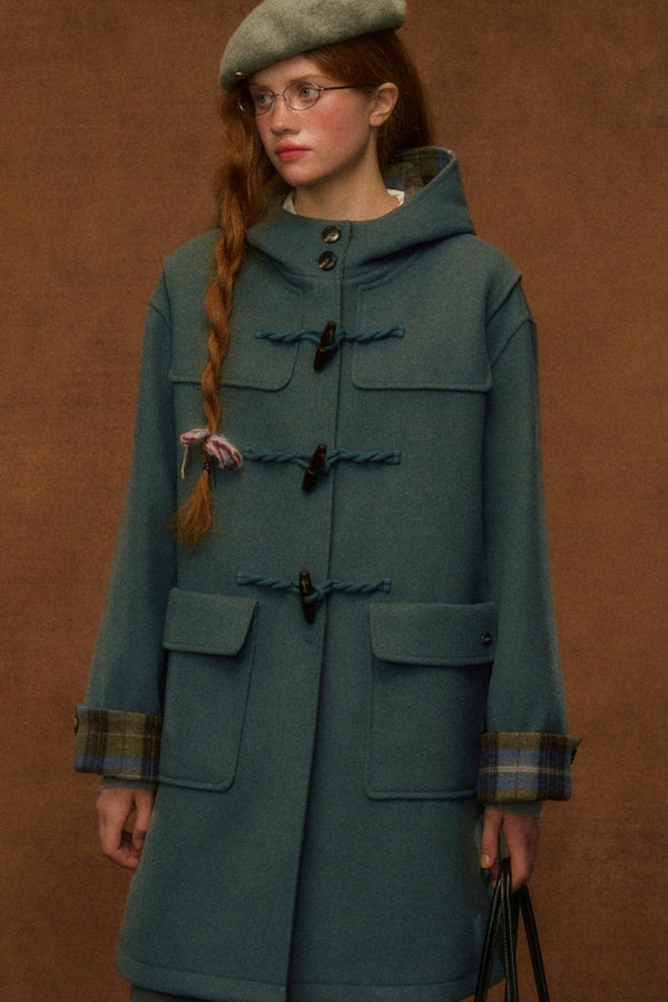 Winter Gray Horn Button Tweed Coat