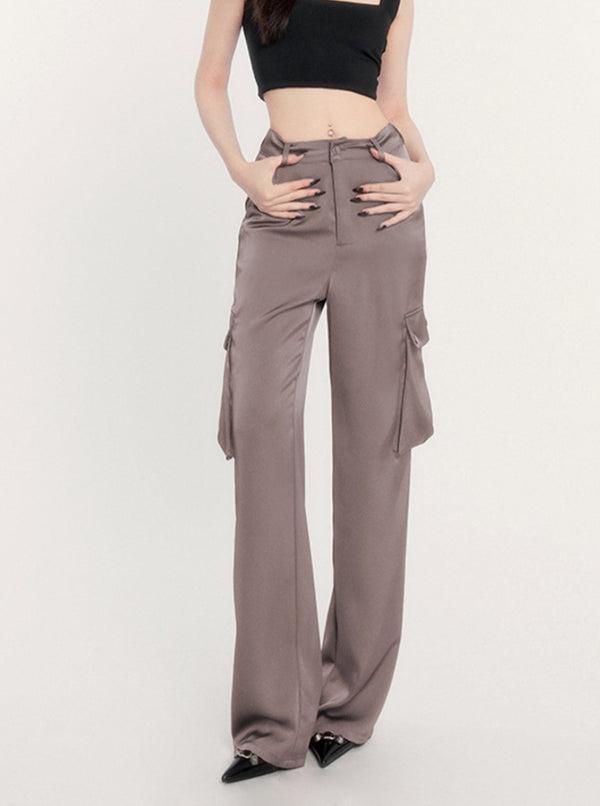 Satin Draped Cargo Pants