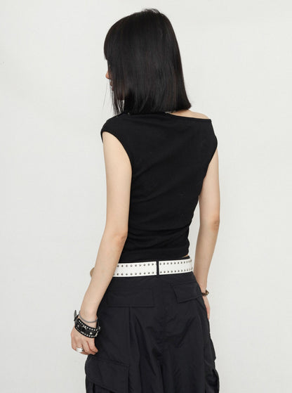 Sweet One-Shoulder Slim Crop Top