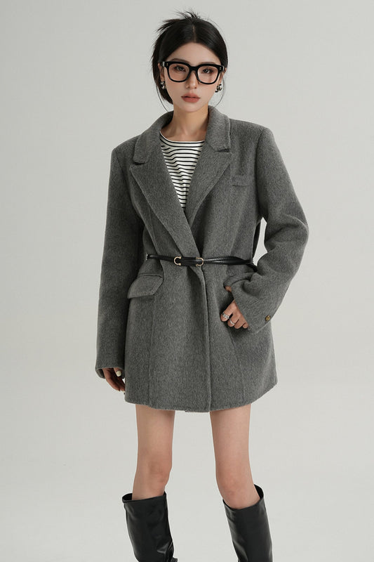 Fashionable Tweed Belted Jacket