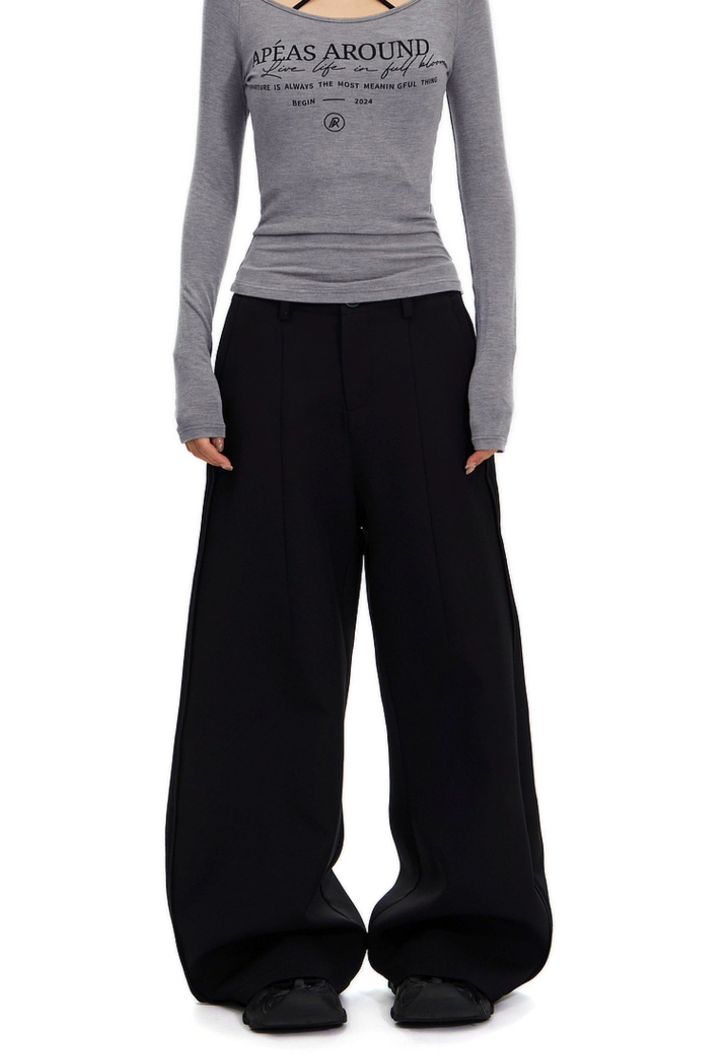 Curved Scimitar Wide-leg Trousers