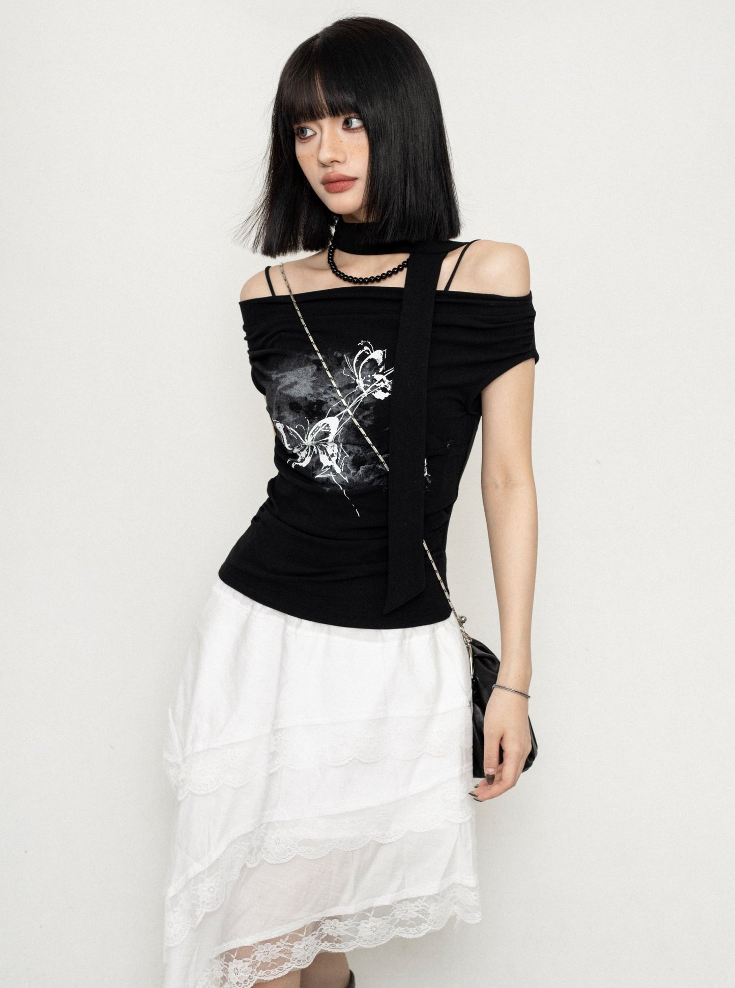 Off-Shoulder Butterfly T-Shirt