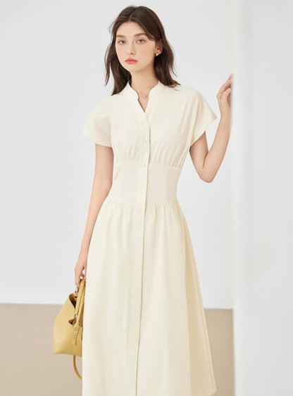 French Minimalist V-Neck Dress