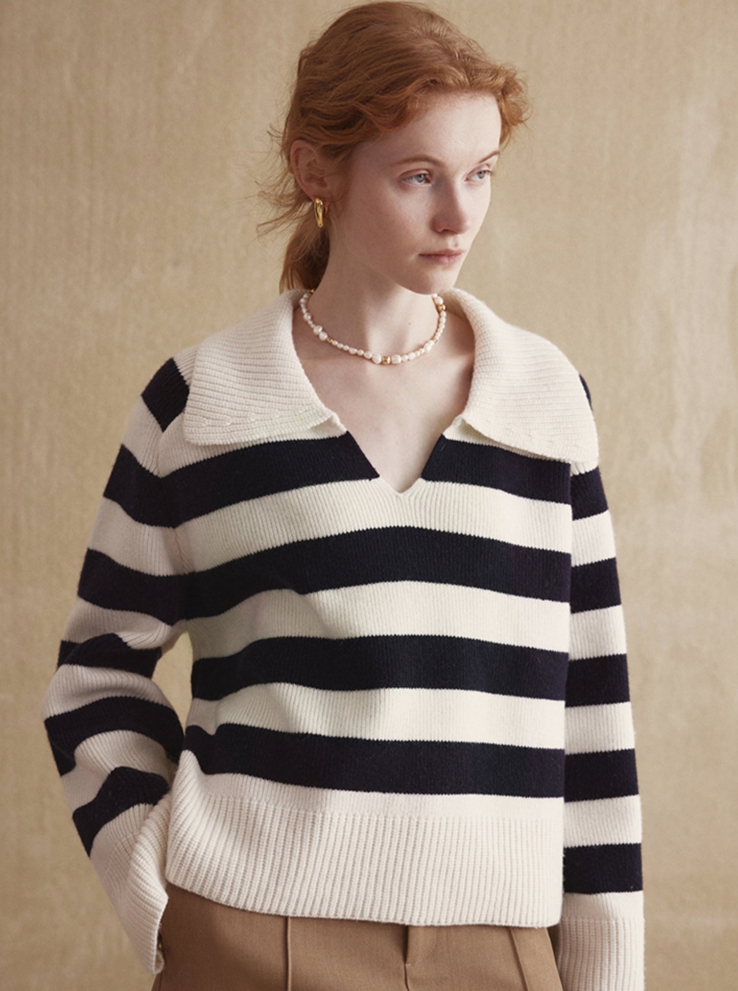 Deep V-Lapel Slit Wool Sweater
