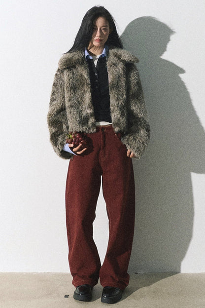 Moss Traces Distressed Fur Crop COAT