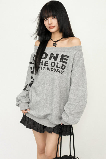 Slouchy Letter Print Top