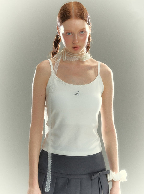 Grey Camisole French Embroidery Top