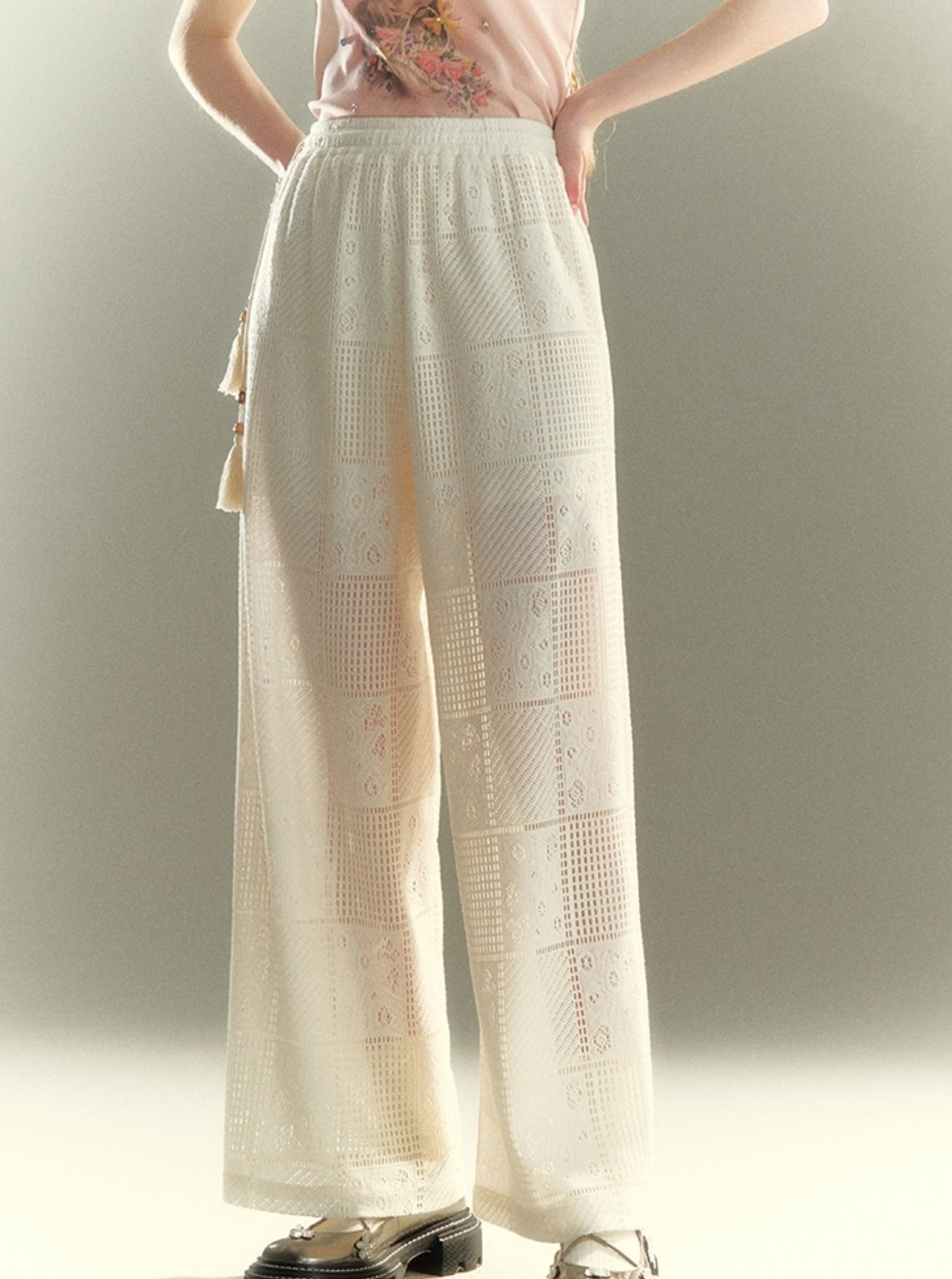 Elastic Waist Wide Leg Pants