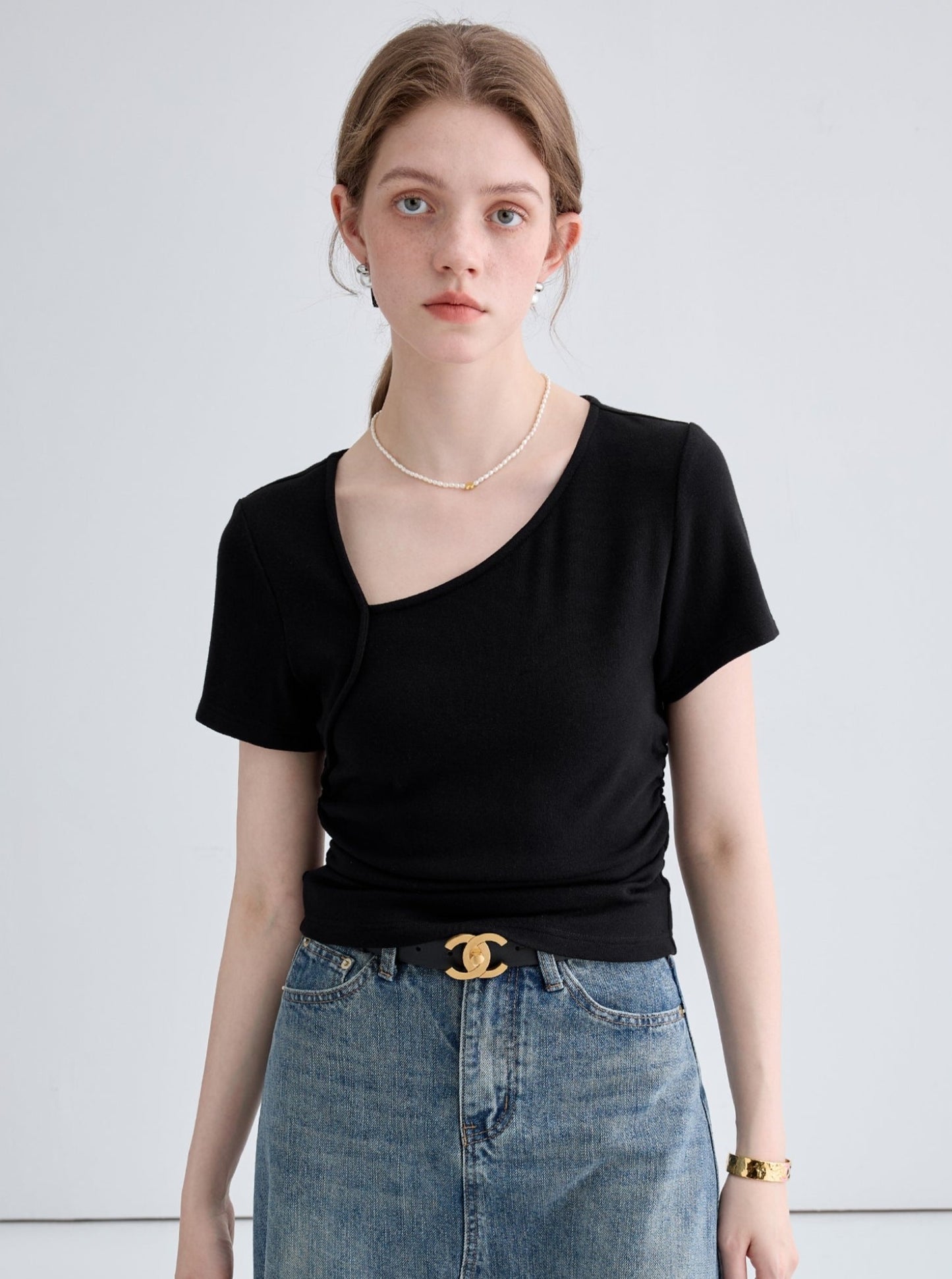 Placket Basic Versatile Short Sleeve Top