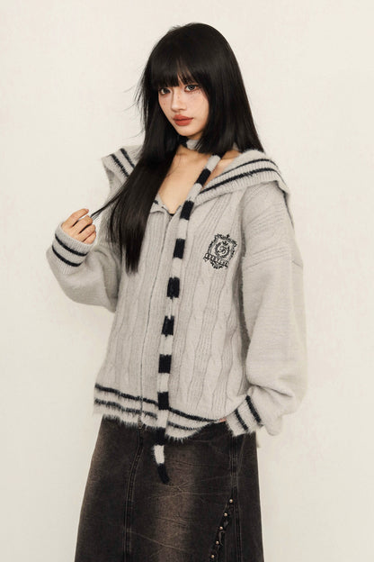 College Style Knitwear Cardigan