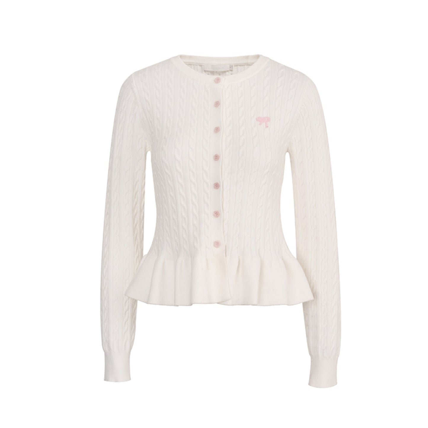 Lace Trim Bow Knit Cardigan