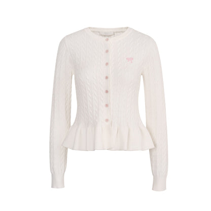 Lace Trim Bow Knit Cardigan