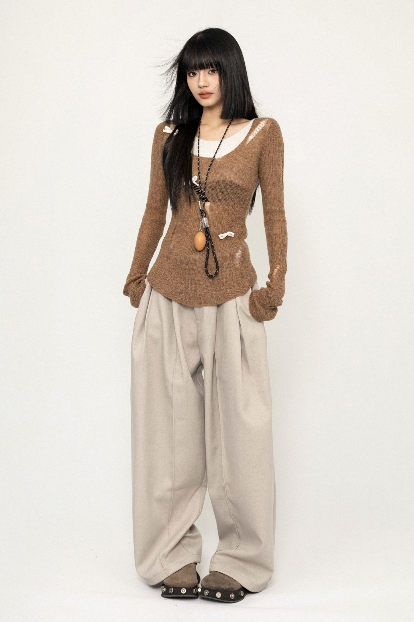 Unisex Retro Wide-Leg Suit Pants