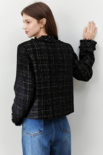 MEETLADY FRANZÖSISCHER KLEINER DUFT TWEED KURZMANTEL DAMEN HERBST/WINTER 2024 KLEINES TEMPERAMENT PENDLERTOP DAMEN