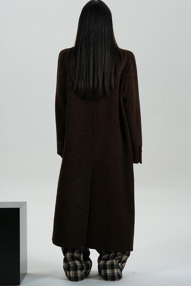 High-Quality Caramel Wool V-Neck Coat