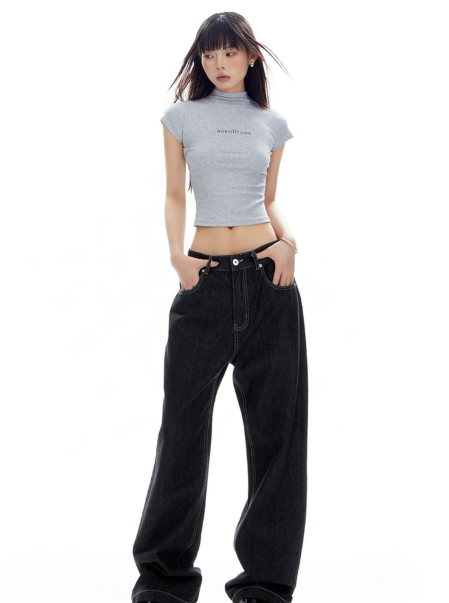 Mountain Babes Half-Turtleneck Crop Top