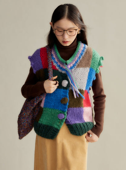 hand-woven vest cardigan sweater