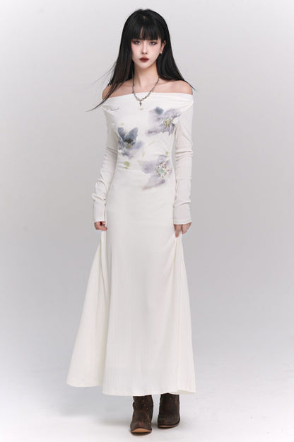 Niche One-Shoulder White Dress