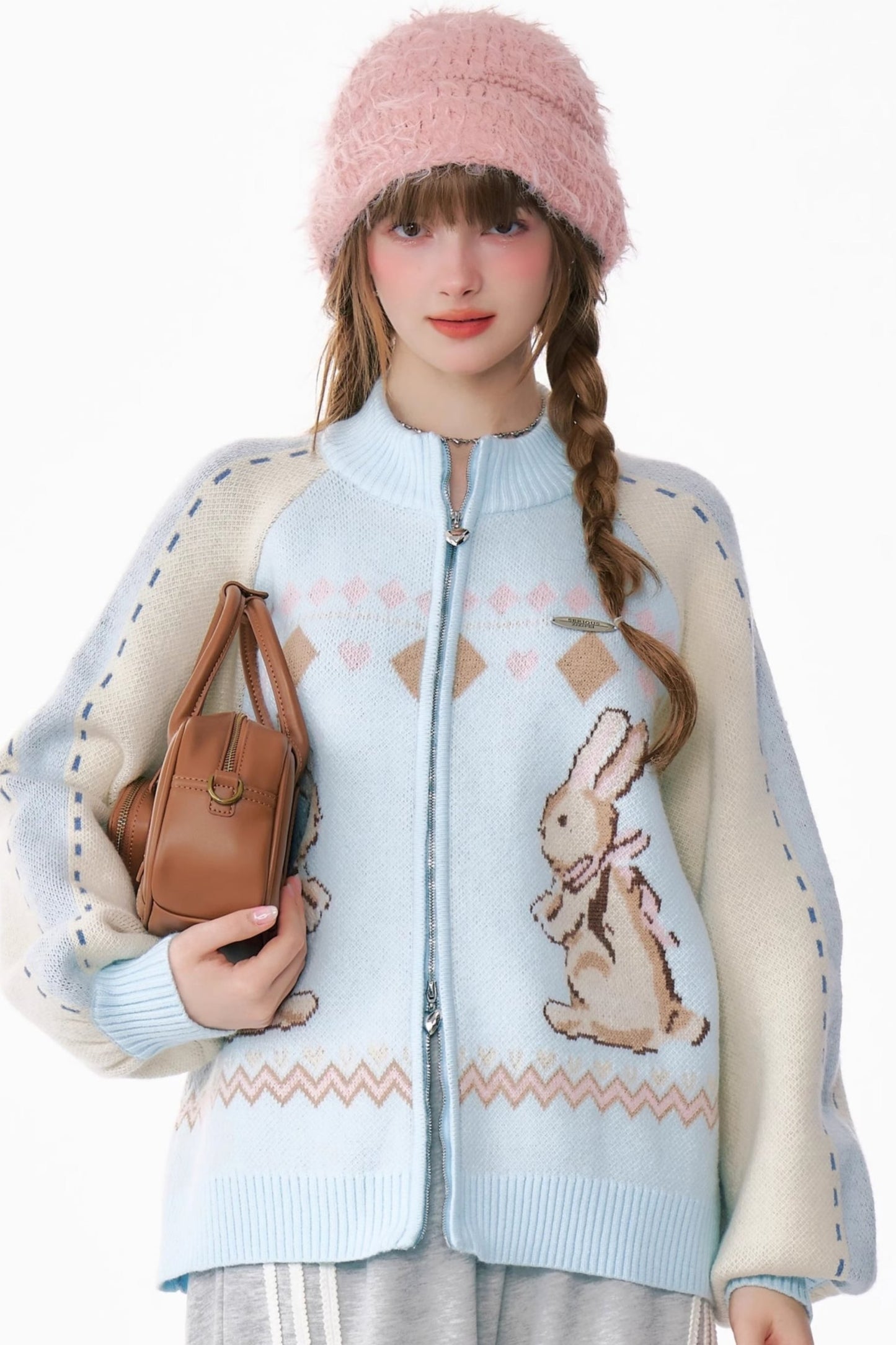 Retro Bunny Sweater Cardigan Jacket