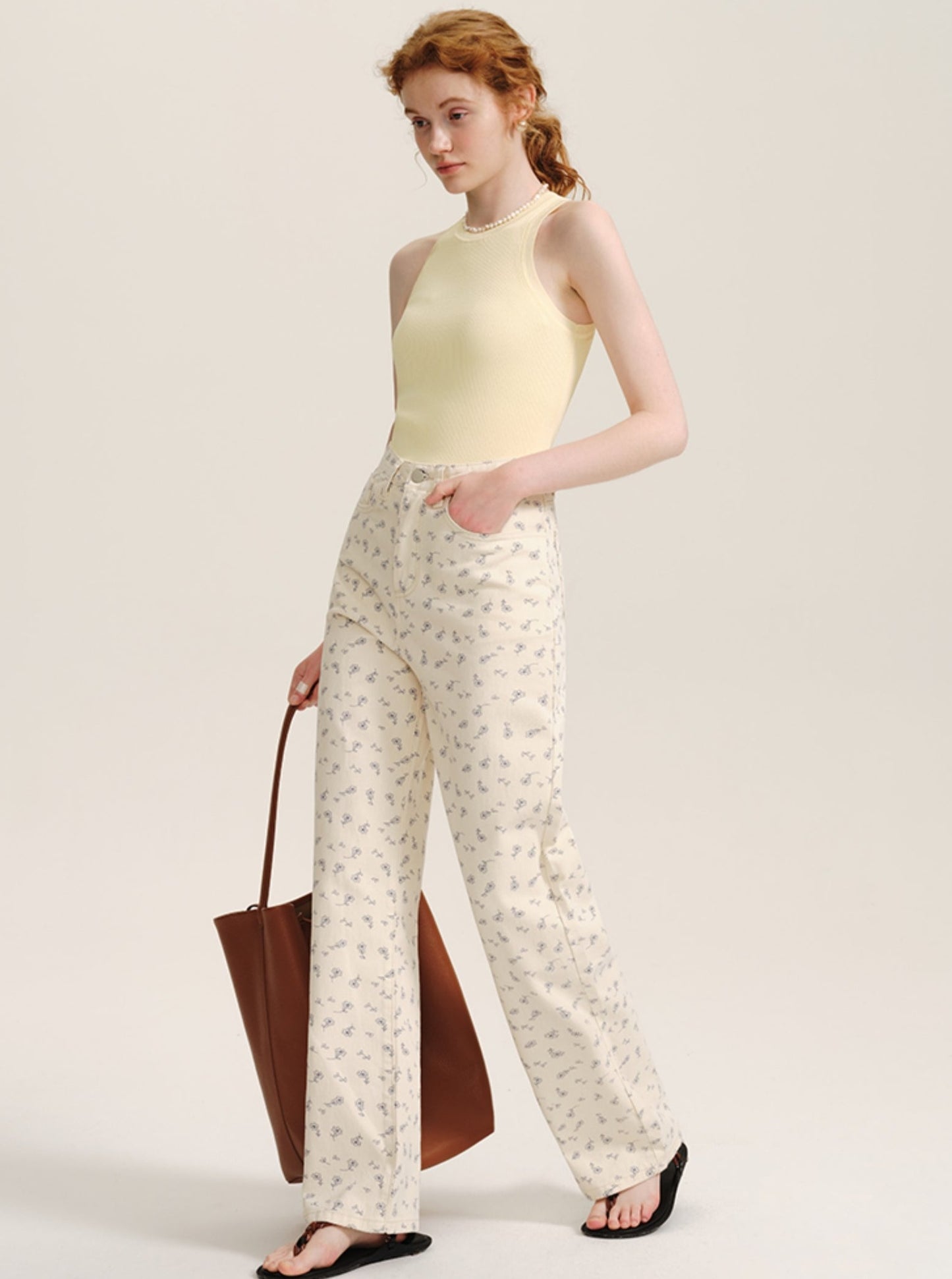 Versatile Floral Casual Pants