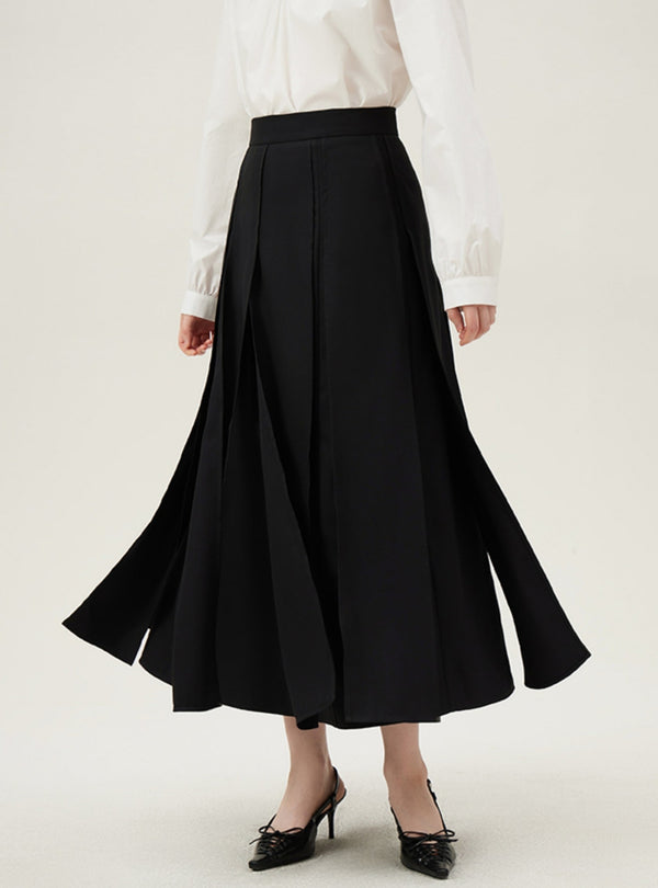 Black High-Waist Horse Face Skirt