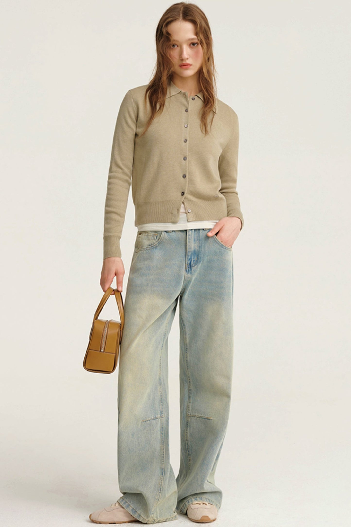 Light Color Straight Mop Jeans