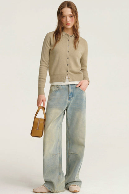 Light Color Straight Mop Jeans