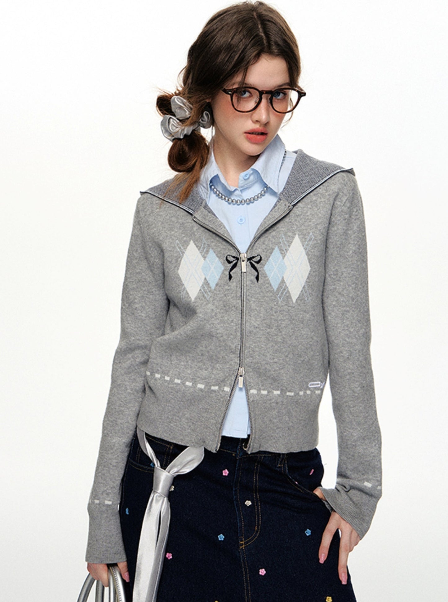 British Ryogram Cropped Cardigan