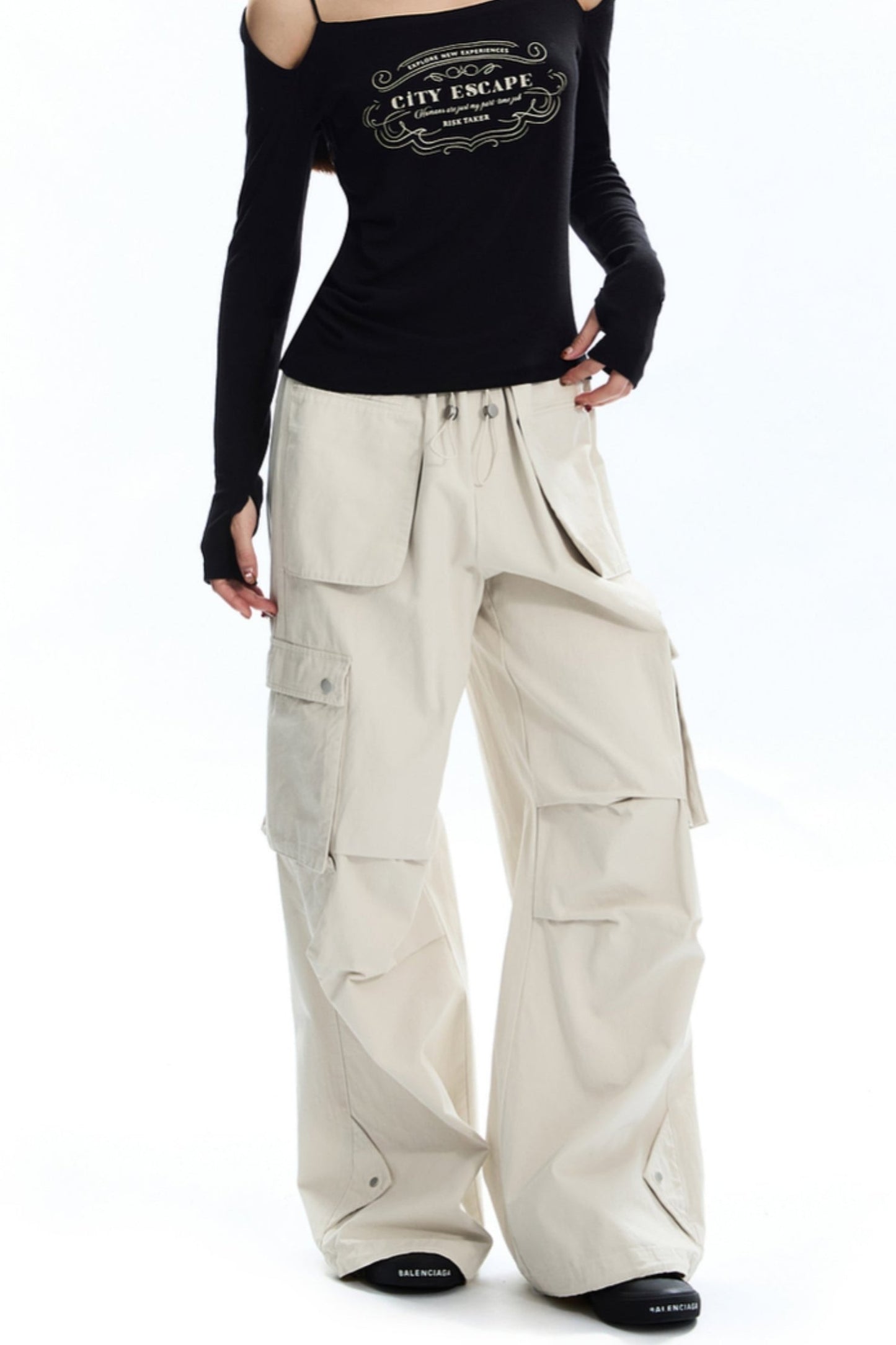 Drawstring Pocket Cargo Pants