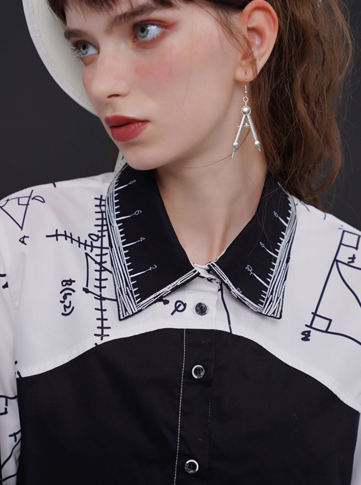 Geometric Illustration Spliced Shirt