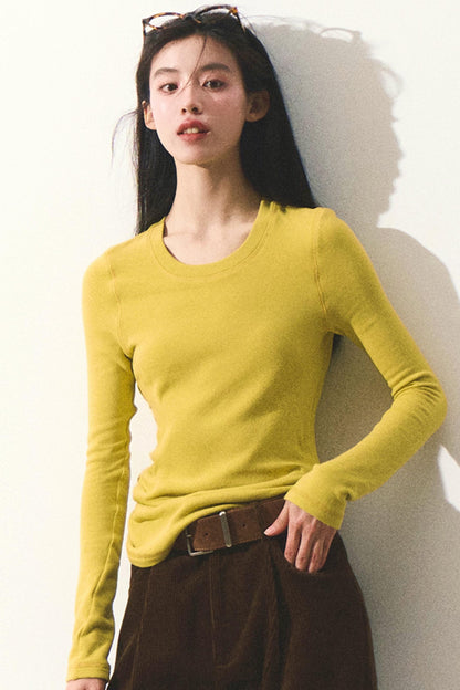 Solid Color Wool Knit Casual Top