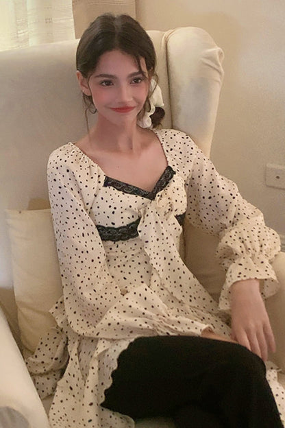 French Polka Dot Ruffle Top