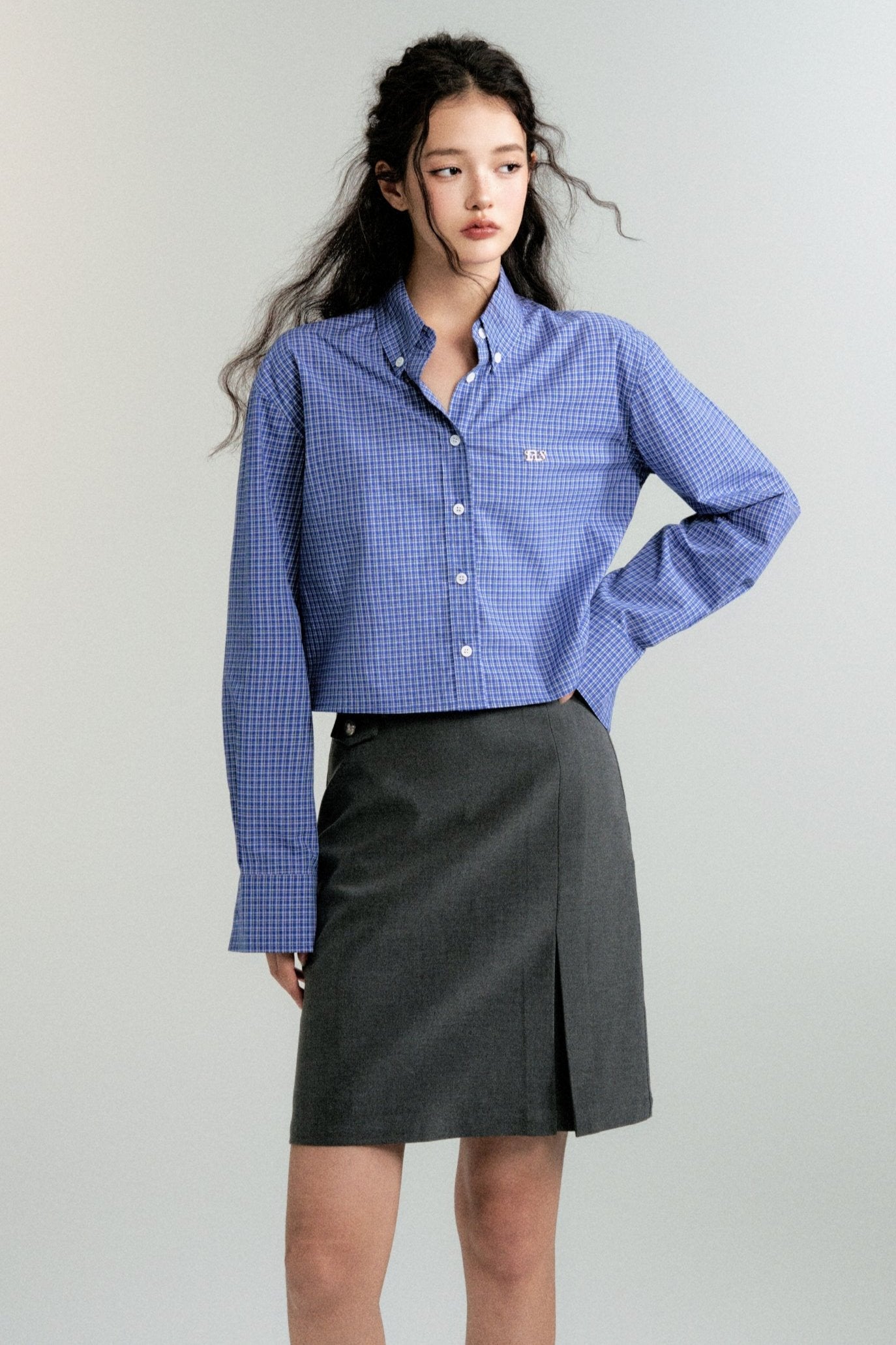 Kochi Blue Plaid Loose Cotton Shirt