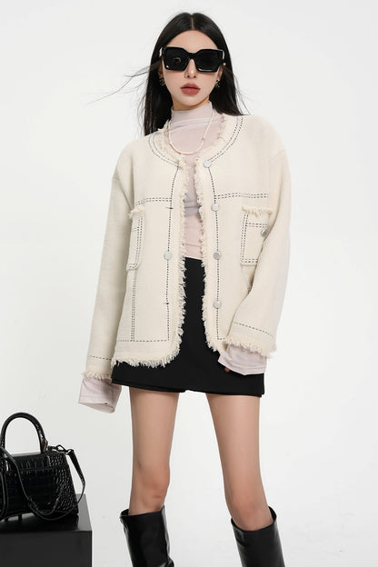 High-Quality Wool Knit Cardigan Jacket