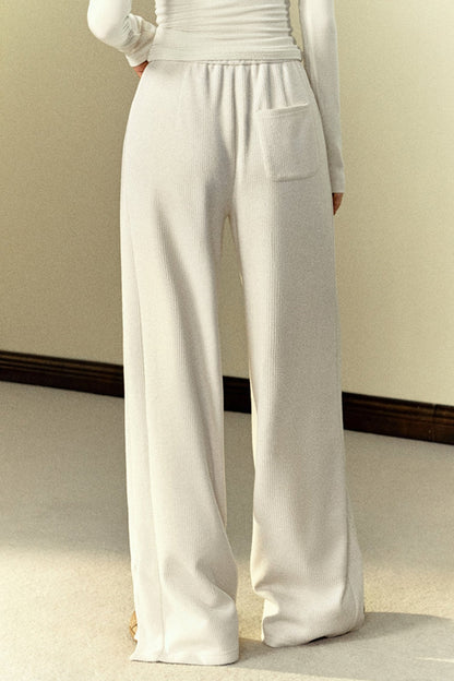 Casual Straight-Leg Mop Slit Pants