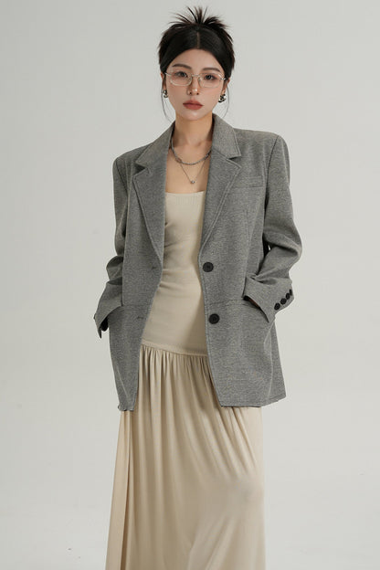 Temperament Gray Long Sleeve Blazer