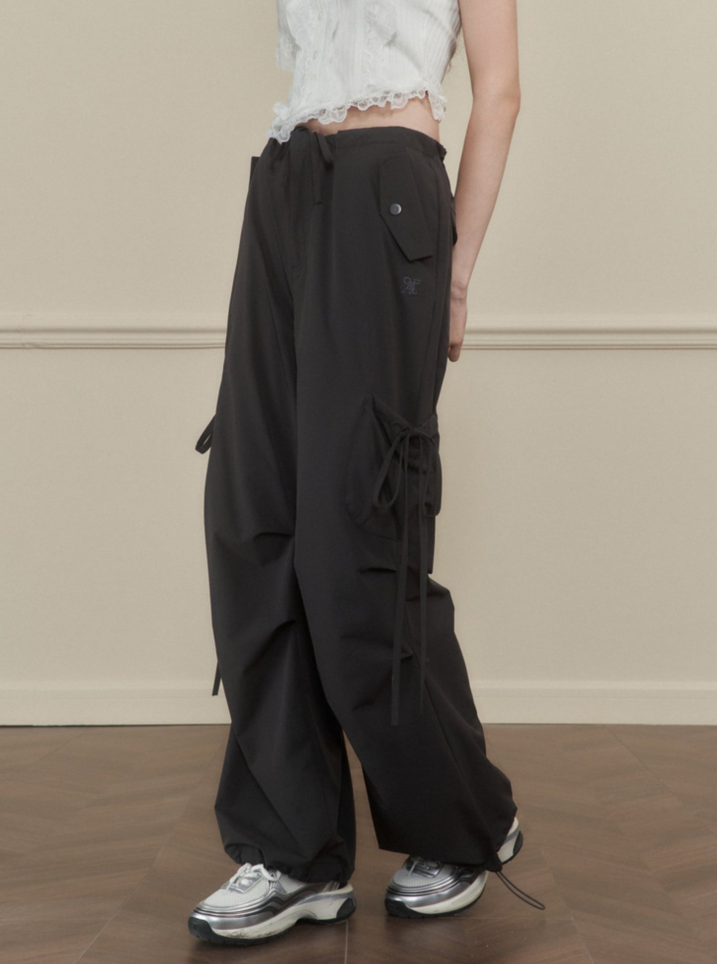 Bow Stitched Double Waist Pants