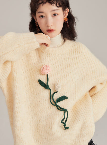 oversized crochet flower sweater