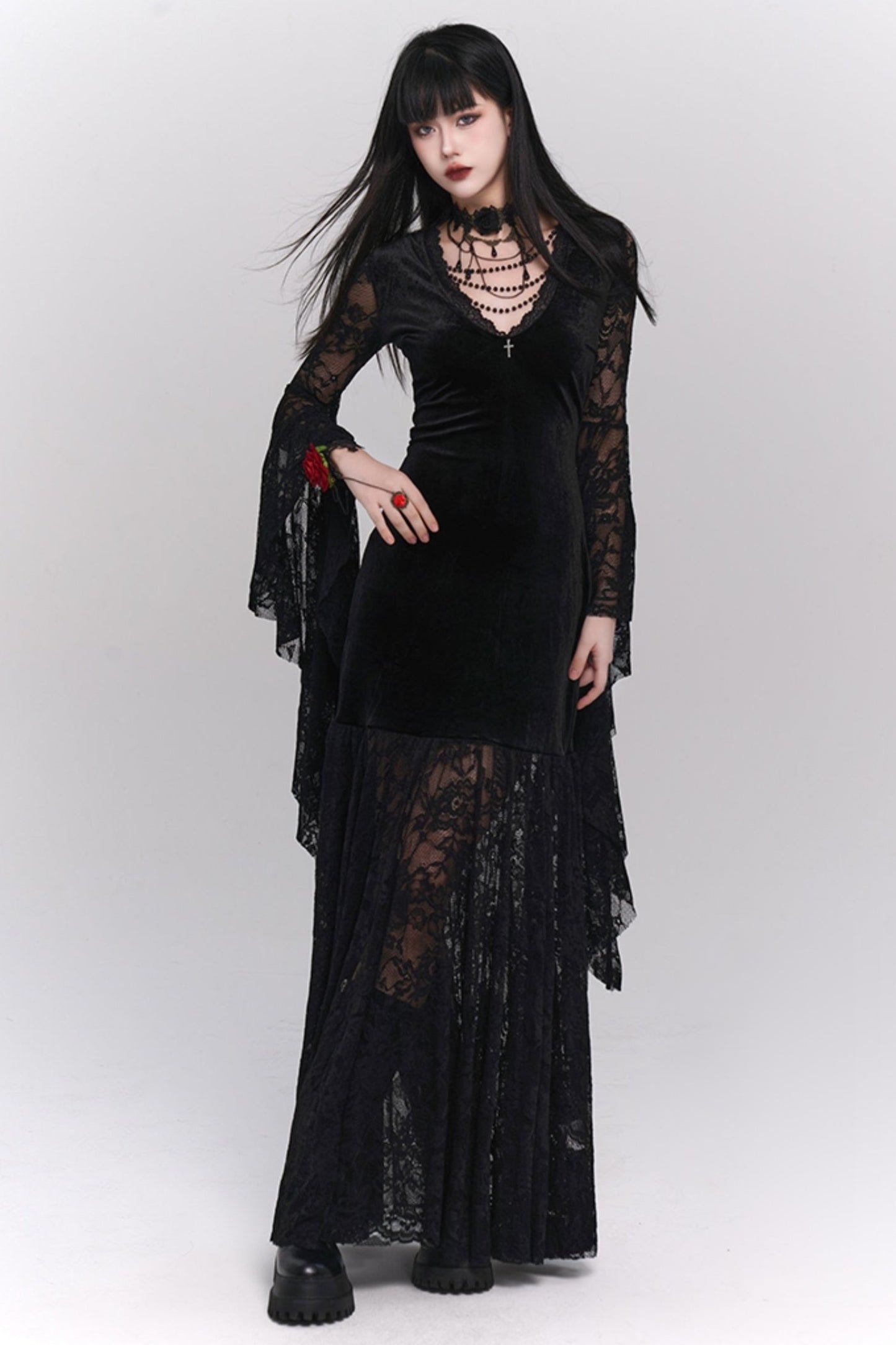 Ghost Girl, Dark Girl, Frauen Gothic, Französisches Vintage Kleid, Halloween Kostüm, Subkultur tragen