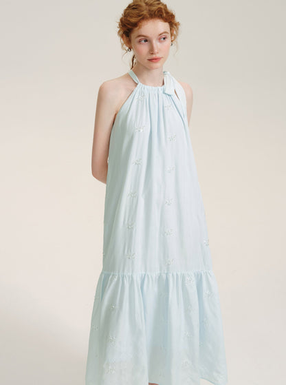 Blue Summer Halterneck Long Dress