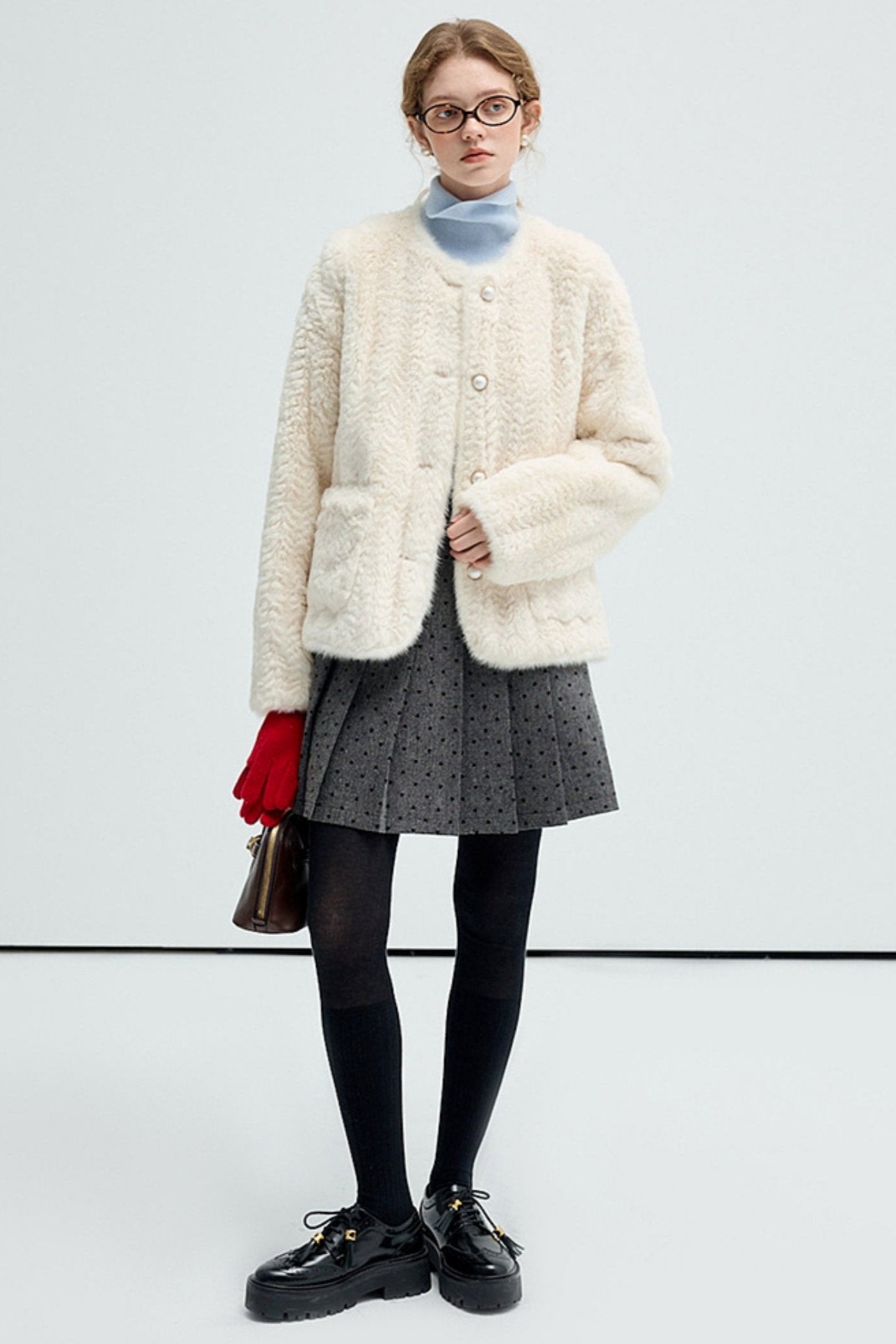 Mink Wool Spliced Short Coat