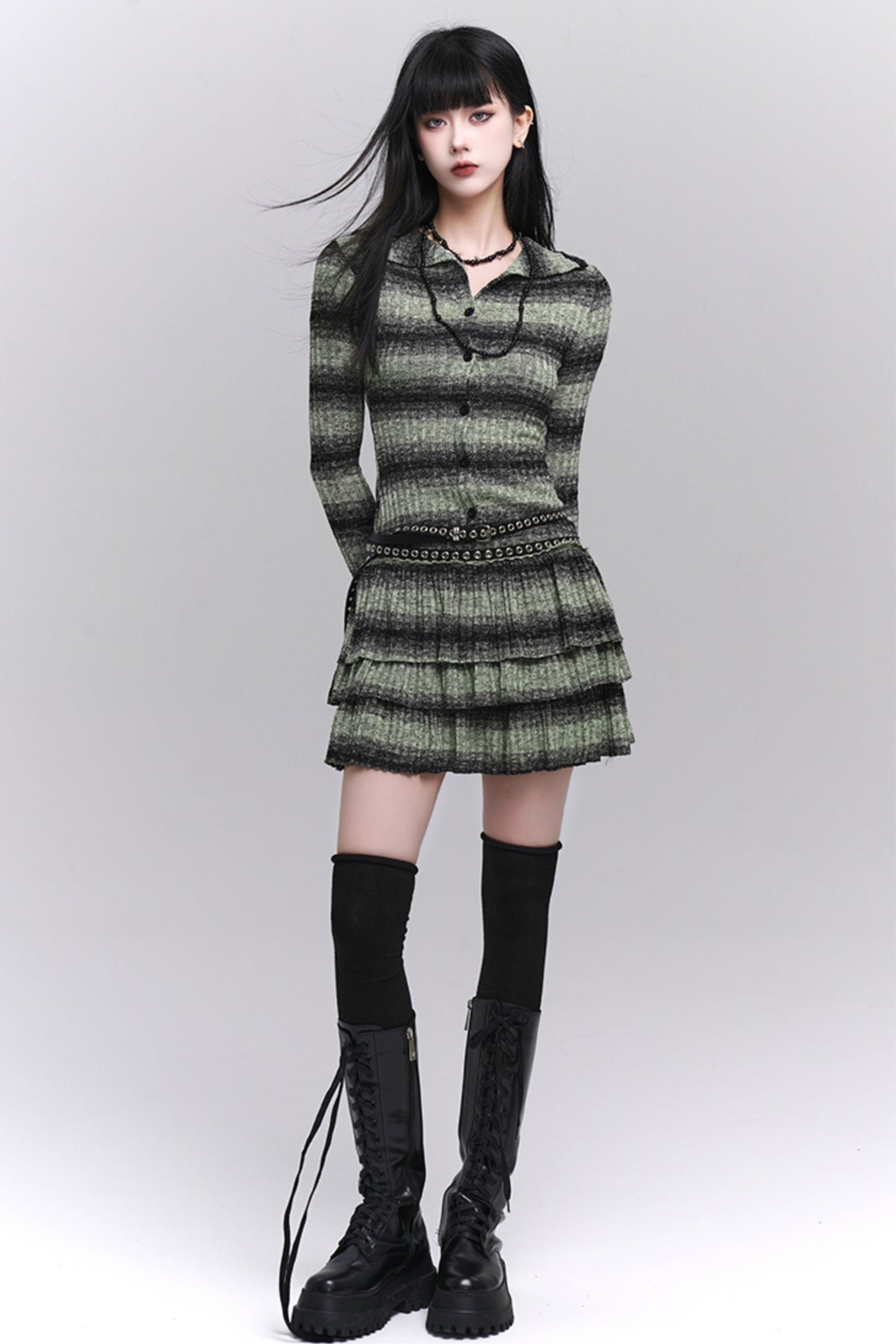 Early Autumn Thriped Knit Dress